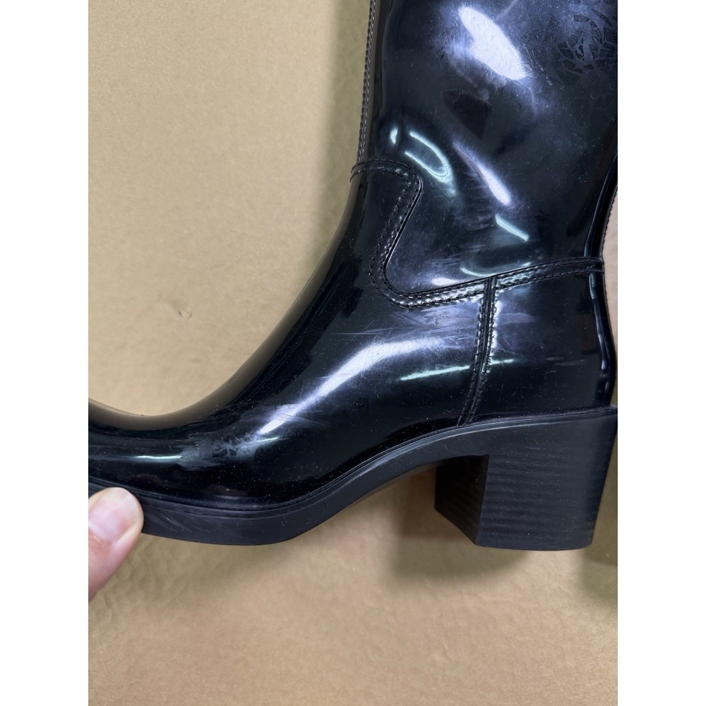 GUCCI Rain Boots High Black Interlocking GG Logo Plain Ladies' Size 38 US Size 8 - Picture 3 of 6